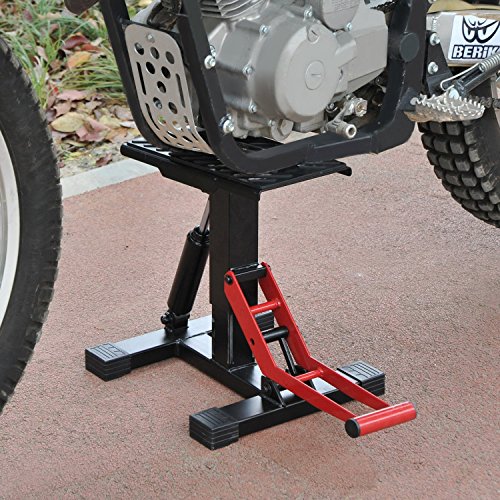 HOMCOM Caballete Elevador Universal Ajustable para Moto Tipo Soporte de Motocross para Aparcar o Reparar Amortiguamiento Carga 150kg Acero