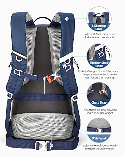 HOMIEE Mochila de Senderismo de 45L, Bolsa de Nylon para Caminatas con Bolsillo para computadora portátil, Adecuada para Caminatas, excursiones, Deportes al Aire Libre, Estilo único Impermeable(azul)