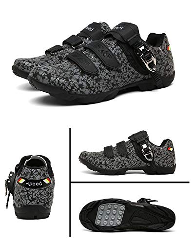 HONG YU Zapatillas de Ciclismo con Cerradura con Cerradura Bloqueo de Bicicleta de bajo Costa Rally Bike Bike Bicicleta Mountain Bike Ocio (Color : Black Silver lockless, Size : 44)