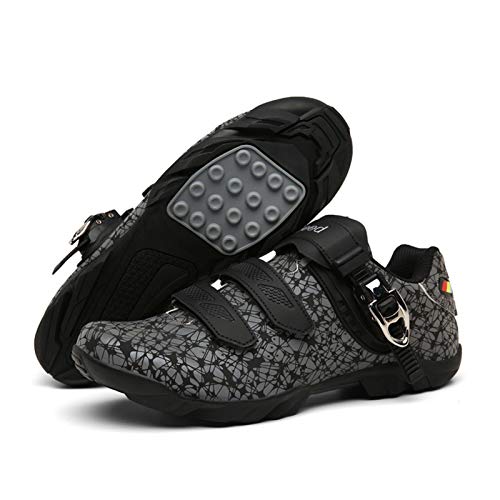 HONG YU Zapatillas de Ciclismo con Cerradura con Cerradura Bloqueo de Bicicleta de bajo Costa Rally Bike Bike Bicicleta Mountain Bike Ocio (Color : Black Silver lockless, Size : 44)