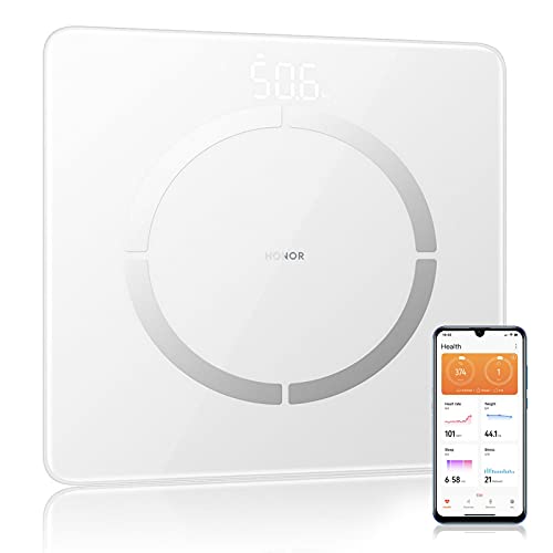 Honor Scale 2-Báscula Baño Inteligente Grasa Corporal Bluetooth, 14 Indicadores Clave (IMC/Peso/Frecuencia Cardíaca/Análisis de Composición Corporal)