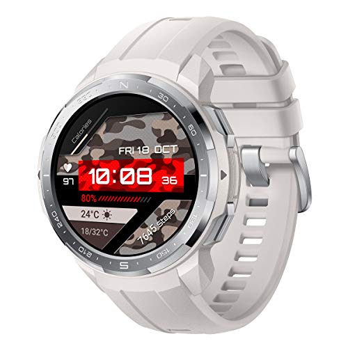 HONOR Watch GS Pro - GPS Multideporte Smartwatch con Cuerpo Resistente y Resistente, 48mm, 25-Día Batería duración, AMOLED de 1,39 Pulgadas, frecuencia cardíaca, IP68 para Hombre Mujer, Marga Blanco