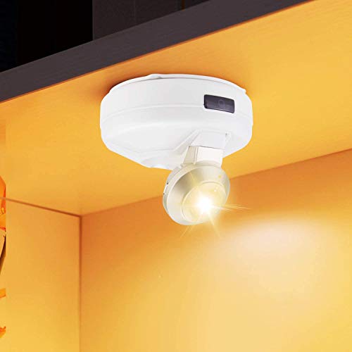 HONWELL - Foco LED de techo, inalámbrico, funciona con pilas, luz para diana de diana con luz de pie regulable con mando a distancia para iluminar, cuadro de arte y armario, color blanco cálido