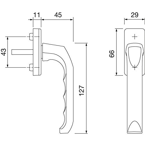 Hoppe – Tirador de ventana London; giratorio basculante; 7/32; al F1, 1 pieza, 790609