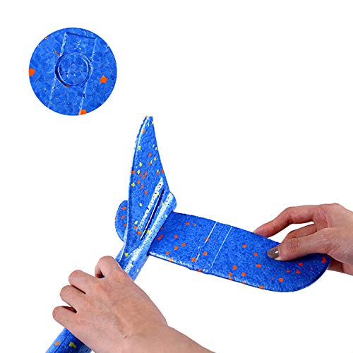 Houkiper 48cm Jumbo Lanzamiento de la Mano lanzando Aviones avión Planeador de Espuma EPP avión de Juguete con luz LED y función de música para niños Deportes al Aire Libre (Azul)