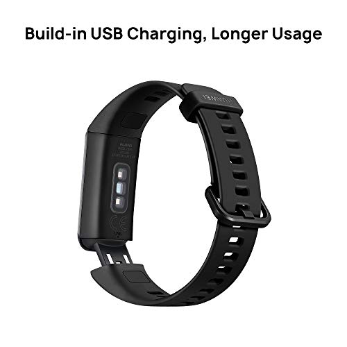 HUAWEI Band 4- Pulsera de actividad con pantalla a color TFT de 0.96 pulgadas, monitorización continua con HUAWEI TruSeen TM 3.5 24/7, resistencia al agua 5ATM, Negro (Graphite Black)