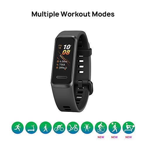 HUAWEI Band 4- Pulsera de actividad con pantalla a color TFT de 0.96 pulgadas, monitorización continua con HUAWEI TruSeen TM 3.5 24/7, resistencia al agua 5ATM, Negro (Graphite Black)