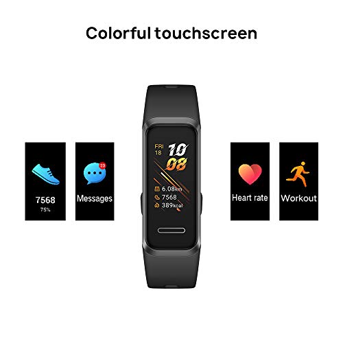 HUAWEI Band 4- Pulsera de actividad con pantalla a color TFT de 0.96 pulgadas, monitorización continua con HUAWEI TruSeen TM 3.5 24/7, resistencia al agua 5ATM, Negro (Graphite Black)