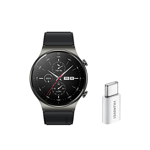 HUAWEI Watch GT 2 Pro - Smartwatchcon Pantalla AMOLED de 1.39" y Adaptador USB-C, hasta Dos semanas de batería, Negro, 46 mm