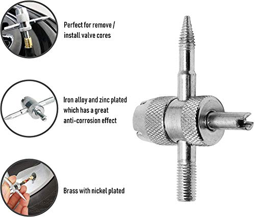 HUAZIZ 33 Piezas Removedor de Válvula, Válvula Neumática de Núcleo, Herramienta de Reparación Acero 4-1, Desenrosque Las Válvulas Neumáticas, Llave de Núcleo de Válvula, para Coche, Motocicleta