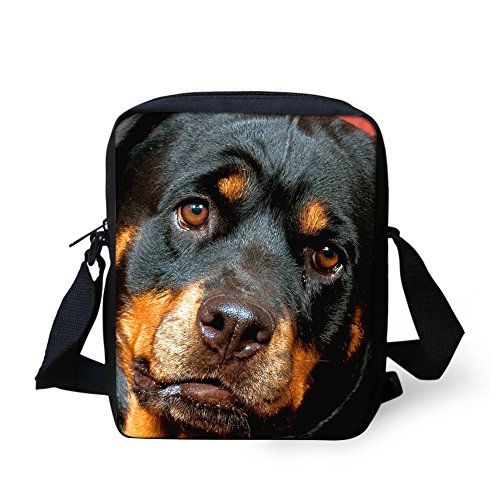 HUGS IDEA Animals Face - Bolso bandolera pequeño, Rottweiler. (Negro) - Y-3176E