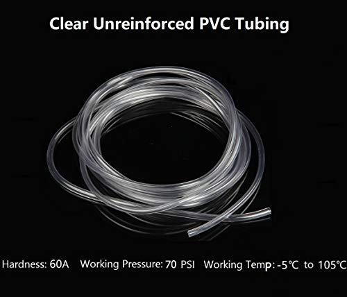 Hyber&Cara Tubo de PVC flexible transparente de grado alimentario de 8 mm de diámetro interior x 11 mm de diámetro exterior manguera de aire de 5 metros con 2 abrazaderas de manguera