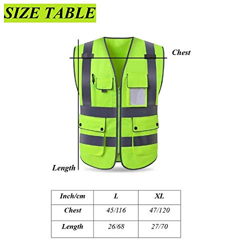 HYCOPROT Chaleco de Seguridad de Alta Visibilidad con Bolsillos y Cremallera, Chaleco Transpirable de construcción Ligera, Cumple con Las Normas ANSI/ISEA (Azul, XL)