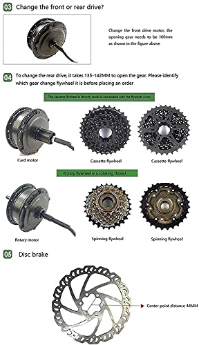 HYCy Kit de conversión de Bicicleta eléctrica 48V 1500W 20"26" 27.5"29" 700C Motor de Rueda Trasera E-Bike Ciclismo Motor de Cubo sin escobillas con Pantalla LCD5 (Volante de Cassette