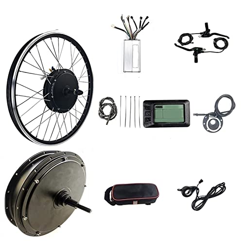 HYCy Kit de conversión de Bicicleta eléctrica 48V 1500W 20"26" 27.5"29" 700C Motor de Rueda Trasera E-Bike Ciclismo Motor de Cubo sin escobillas con Pantalla LCD5 (Volante de Cassette