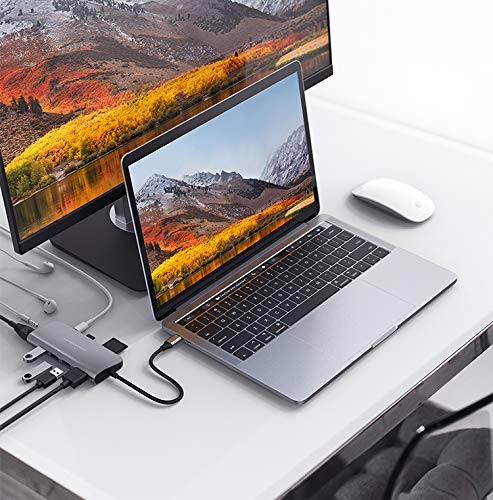 Hyperdrive Power - Hub USB C 9 en 1 con HDMI, Mini DP, 3 x USB 3.1, Gigabit Ethernet, USB C PD, ranura SD/Micro SD, Audio Jack para MacBook, Ultrabook, Chromebook y mayoría de dispositivos USB-C, gris