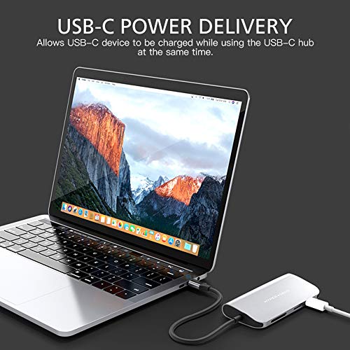 Hyperdrive Power - Hub USB C 9 en 1 con HDMI, Mini DP, 3 x USB 3.1, Gigabit Ethernet, USB C PD, ranura SD/Micro SD, Audio Jack para MacBook, Ultrabook, Chromebook y mayoría de dispositivos USB-C, gris