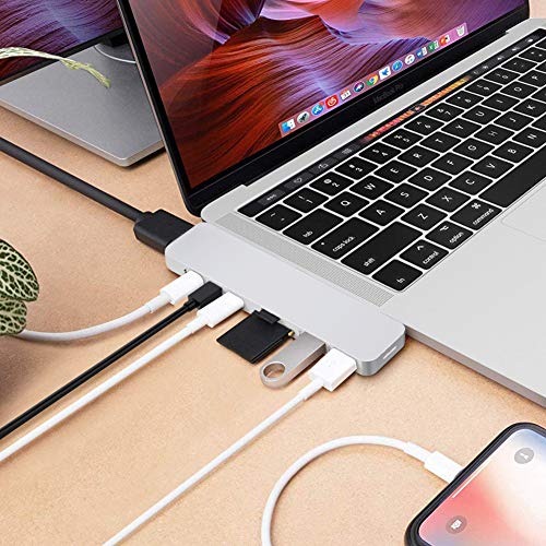 HyperDrive USB C MacBook Pro Hub 8-en-2 Type C Hub con puerto HDMI Mini Diaplay Thunderbolt 3 USB-C 3.1 Suministro de energía SD / MicroSD-Kartenleser para MacBook Pro y Air 13 "15" Astilla