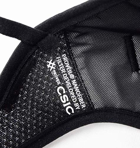 IDAWEN Sport Fashion Mascarilla Deportiva IDAWENMASK 2.0 - con Filtro de Nanofibras del CSIC - Máscara de Deporte de Cierre con Velcro - Mascarilla Lavable - Color Negro - Talla M