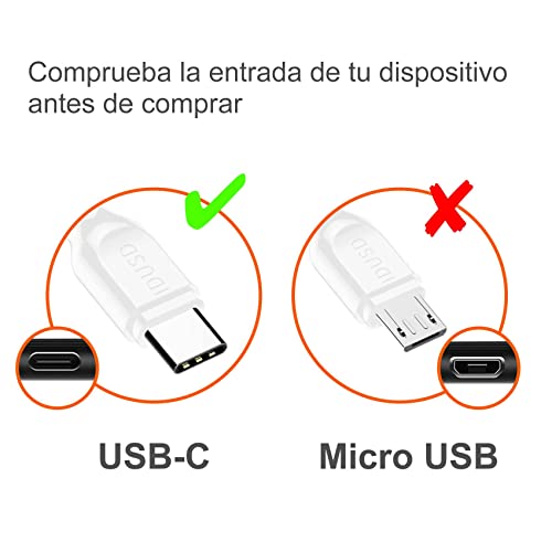 IDUSD Cargador Coche USB 12W Blanco, Adaptador con Doble Puerto USB 2.4A + Cable USB Tipo C 1,2 Metros Compatible: Cámara Deportiva Sansung Huawei Xiaomi Redmi Tablet Pixel