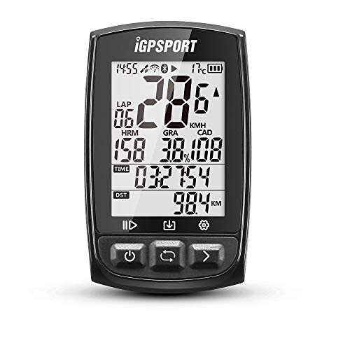 iGPSPORT Ordenador de bicicleta GPS iGS50E Inalámbrico de Ciclo de Ordenador Impermeable con ANT + Compatible Velocidad Cadencia Sensor de Frecuencia Cardíaca – Negro