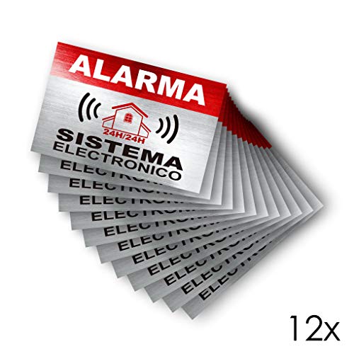 Imaggge.com - Pegatinas disuasorias de alarma - Sistema electronico - Pack de 12 - Dimensiones 8,5 x 5,5 cm