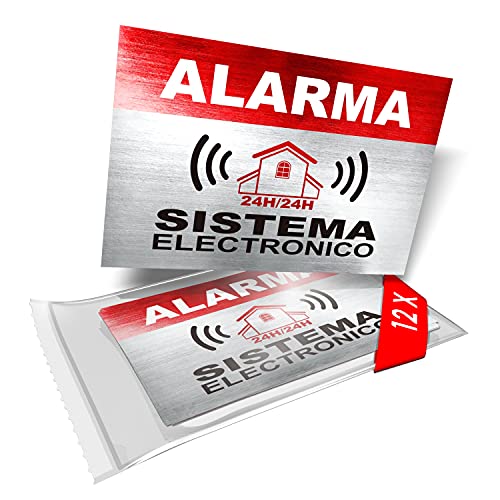 Imaggge.com - Pegatinas disuasorias de alarma - Sistema electronico - Pack de 12 - Dimensiones 8,5 x 5,5 cm