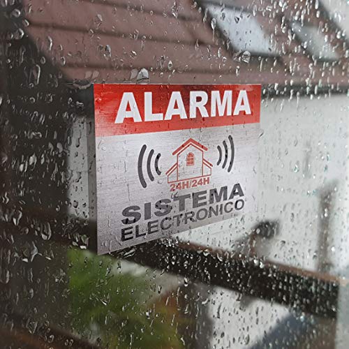 Imaggge.com - Pegatinas disuasorias de alarma - Sistema electronico - Pack de 12 - Dimensiones 8,5 x 5,5 cm