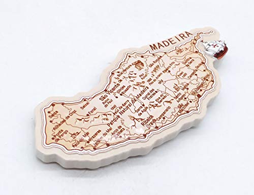 Imán para nevera con forma de mapa 3D Madeira Portugal, recuerdo de viaje, colección de regalo para decoración del hogar y la cocina, imán magnético Madeira para nevera