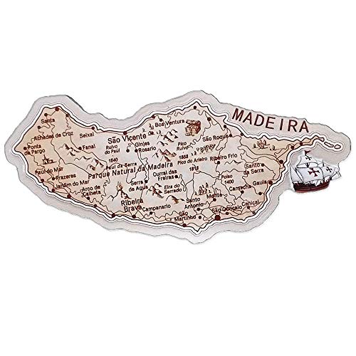 Imán para nevera con forma de mapa 3D Madeira Portugal, recuerdo de viaje, colección de regalo para decoración del hogar y la cocina, imán magnético Madeira para nevera