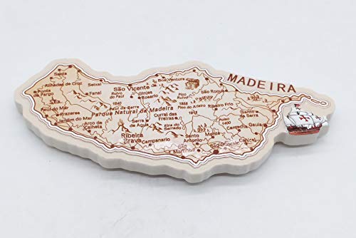 Imán para nevera con forma de mapa 3D Madeira Portugal, recuerdo de viaje, colección de regalo para decoración del hogar y la cocina, imán magnético Madeira para nevera