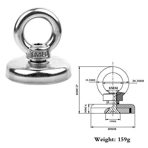 Imanes de Neodimio,Imán de Neodimio N52 Super Potente Imán Fuerza con agujero avellanado y argolla,Diámetro 48MM Para usos múltiples.