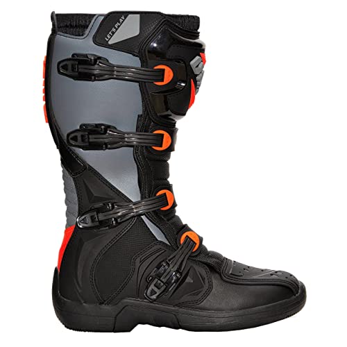 iMX Racing X-TWO Botas de moto Motocross Enduro Negro/Gris/Naranja Certificación CE Sujetadores de cuatro etapas Microfibra para un mejor manejo de las cubiertas de la motocicleta TPU y TPR