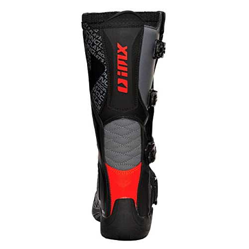 iMX Racing X-TWO Botas de moto Motocross Enduro Negro/Gris/Naranja Certificación CE Sujetadores de cuatro etapas Microfibra para un mejor manejo de las cubiertas de la motocicleta TPU y TPR