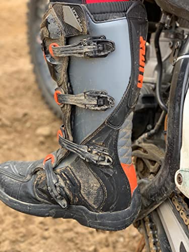 iMX Racing X-TWO Botas de moto Motocross Enduro Negro/Gris/Naranja Certificación CE Sujetadores de cuatro etapas Microfibra para un mejor manejo de las cubiertas de la motocicleta TPU y TPR