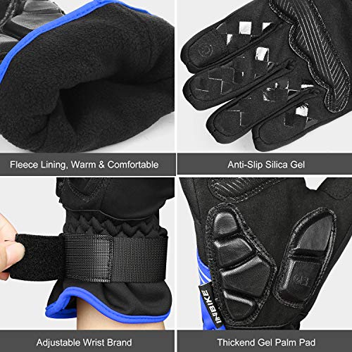 INBIKE Guantes Ciclismo Hombre para Invierno Guantes De Pantalla Táctil para Bicicleta Carretera MTB con Membrana Impermeable, AislamientoTérmico y Forro Polar(Azul,XXL)