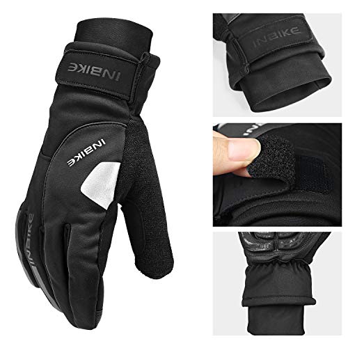 INBIKE Guantes Ciclismo MTB Invierno para Hombre, Guantes Impermeable Ciclismo Bicicleta Montaña Carretera con Pantalla Táctil(Negro,XL)