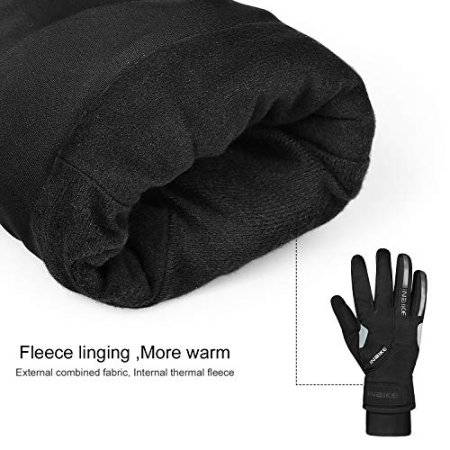 INBIKE Guantes Ciclismo MTB Invierno para Hombre, Guantes Impermeable Ciclismo Bicicleta Montaña Carretera con Pantalla Táctil(Negro,XL)