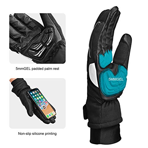 INBIKE Guantes Ciclismo MTB Invierno para Hombre, Guantes Impermeable Ciclismo Bicicleta Montaña Carretera con Pantalla Táctil(Negro,XL)