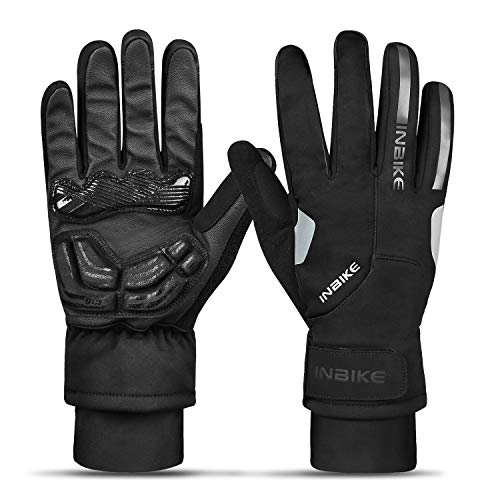 INBIKE Guantes Ciclismo MTB Invierno para Hombre, Guantes Impermeable Ciclismo Bicicleta Montaña Carretera con Pantalla Táctil(Negro,XL)