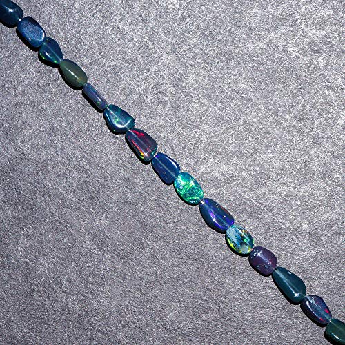 InfinityGemsArt AA+ Natural Black Ethiopian Opal Gemstone Full Beads Dainty Tumbles Bracelets for Women, Birthstone, Healing Stones, Premium Gift, 925 Sterling Silver Chain 8 inch