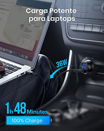 INIU Cargador de Coche, 66W 6A Carga rapida con 2 Puertos USB C USB A PD & QC Cargador de automóvil rápido para iPhone 13 12 11 Pro MAX Mini XR 8 Samsung S21 Note Pixel iPad AirPods Switch MacBook.