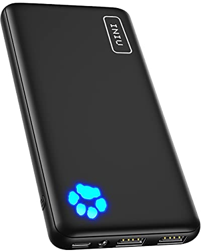 INIU Power Bank, Slimmest USB C Triple 3A de Alta Velocidad 10000mAh Bateria Externa, Bateria Portatil con Linterna para iPhone 13 12 11 X Pro MAX Samsung S21 S20 iPad Tablet Airpods etc [2022Versión]