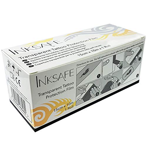 Inksafe - Película de protección transparente para tatuajes, 1 rollo de 15 cm x 10 metros, apósito adhesivo para cuidar tatuajes recién hechos