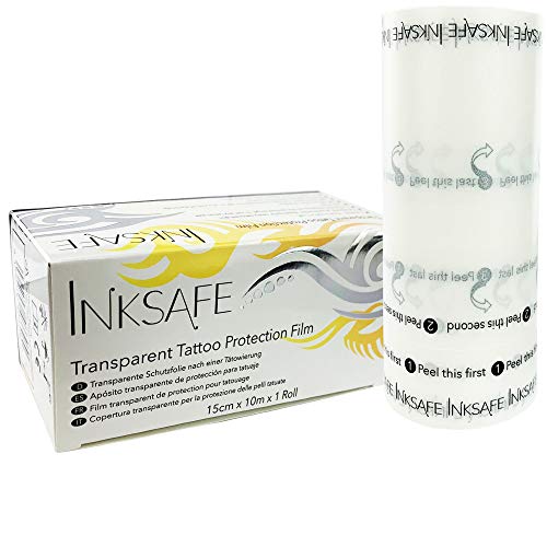 Inksafe - Película de protección transparente para tatuajes, 1 rollo de 15 cm x 10 metros, apósito adhesivo para cuidar tatuajes recién hechos