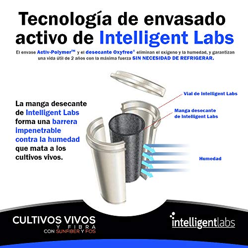 Intelligent Labs - Cultivos Vivos y Fibra con 50.000 Millones de UFC, Sin Refrigeración, con Sunfiber® y FOS, Envase con Suministro para 2 Meses