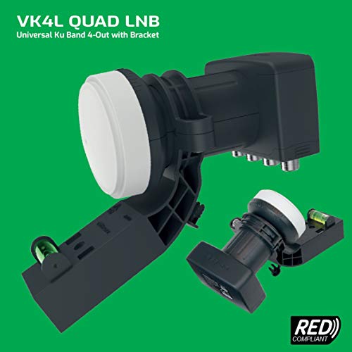 Interruptor cuádruple VK4L 4K HD de 4 Salidas LNB y Color Negro