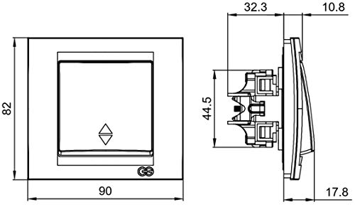 Interruptor de conmutación UP todo en uno, marco + inserto empotrado + cubierta (serie G1 blanco puro)