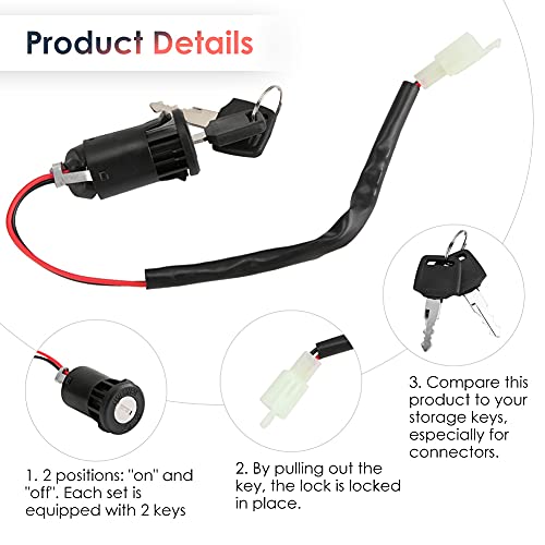 Interruptor de Encendido con 2 Llaves, Cerradura ON/OFF para Bicicleta Eléctricas, Patinetes Eléctricos