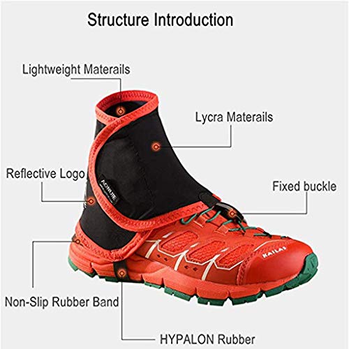 IPOTCH 3 Pares Polainas Impermeable Senderismo Escalada Cazar Compatible con todos los zapatos de trail de Altra - rojo, 25x17cm